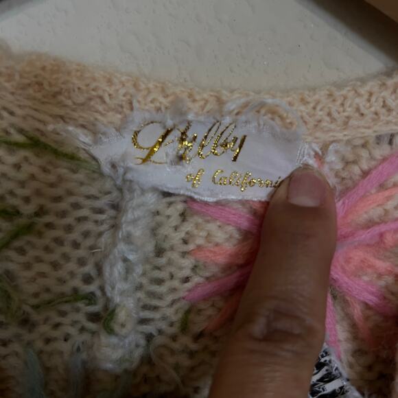 Rare Vtg Lilly of California Hand Knit Granny Square Open-Front Cardigan XS/S - Picture 9 of 10